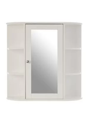 Image of Premier Housewares Mode White Bathroom Cabinet, Mirrored Door, 6 Shelves