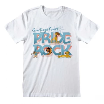 Image of Lion King Classic - Greetings From Pride Rock Unisex Medium T-Shirt - White