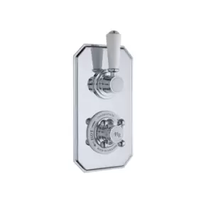 Image of Hudson Reed Twin Concealed Shower Valve With Diverter - Chrome/White