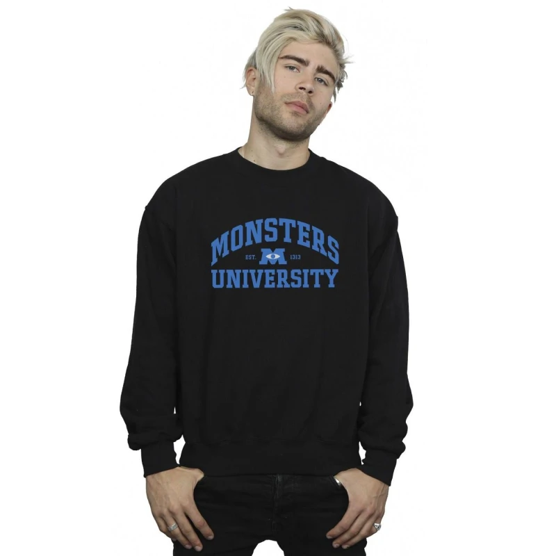 Image of Disney Men Monsters University Logo Sweatshirt in Black Size: Small Black S Male 5063283470422