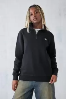 Image of Dickies Black Oakport Quarter-Zip Sweatshirt - Black S at Urban Outfitters