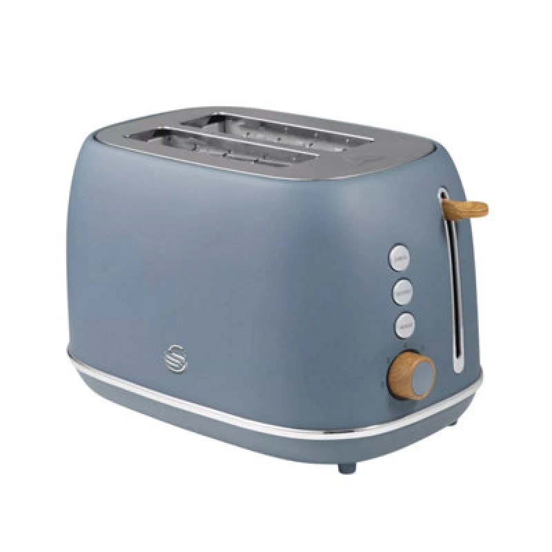Image of Swan Fjord 2-Slice Toaster Grey Matt Finish Wood Effect 7 Browning Levels 800W