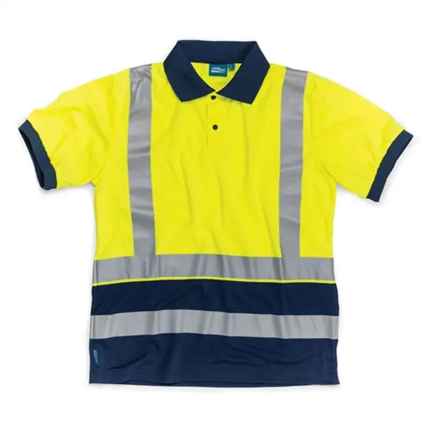Image of Tough Grit Hi-Vis 2-Tone Polo Shirt Yellow/Navy - XXXL