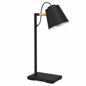 Image of Eglo Retro-style Table Lamp In Black And Wood