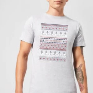 Image of Star Wars On The Nice List Pattern Mens Christmas T-Shirt - Grey - S