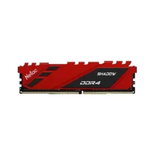 Image of Netac Shadow NTSDD4P26SP-08R 8GB DIMM Gaming System Memory DDR4 2666MHz 1 x 8GB Red Heatsink 288 Pin 1.2v CL19-19-19-43