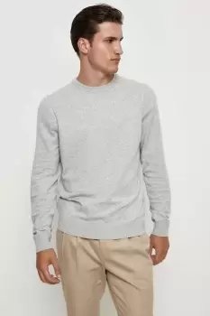 Image of Cotton Rich Light Grey Knitted Crew Neck Jumper