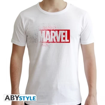 Image of Marvel - "Marvel Logo" Mens SS T-Shirt - White - New Fit