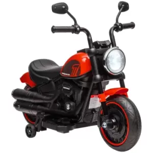 Image of HOMCOM 6v Electric Motorbike with Training Wheels, One-Button Start - Red