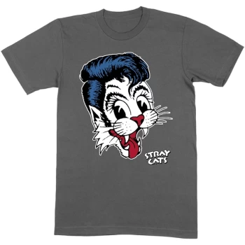 Image of Stray Cats - Big Blue Cat Unisex Small T-Shirt - Grey