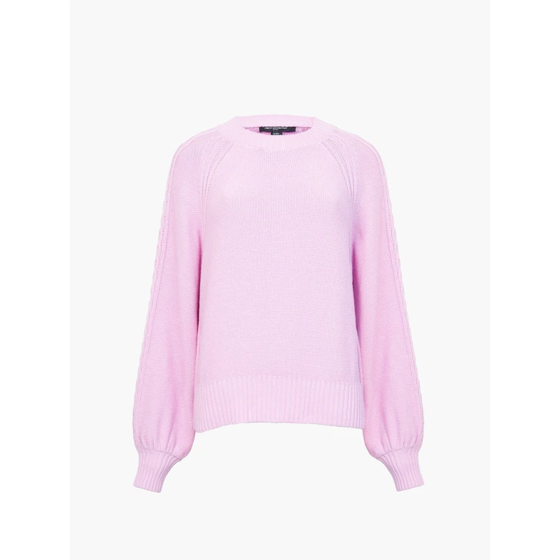 Image of French Connection Womens Lily Cable Knit Crew Neck Jumper Bubblegum Pink female 8 (XS)