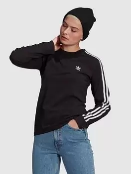 Image of adidas Originals 3 Stripes Long Sleeve Tee - Black, Size 8, Women