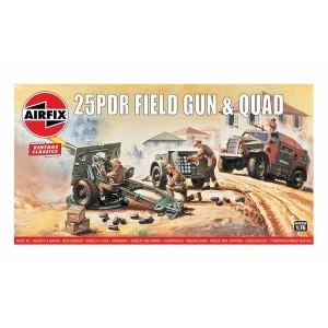 Image of 25PDR Field Gun & Quad 1:76 Vintage Classic Military Air Fix Model Kit