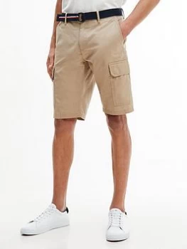 Image of Tommy Hilfiger John Belted Cargo Shorts - Batique Khaki , Batique Khaki, Size 32, Men