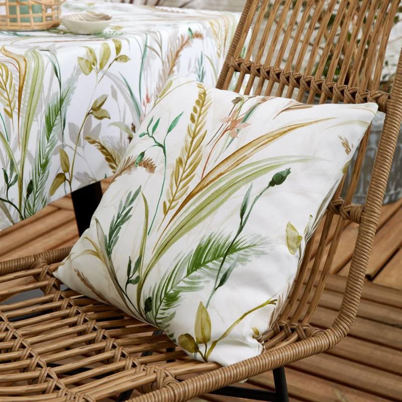 Image of RHS Ornamental Grasses Shower Proof Outdoor Cushion Cushions 43x43cm Beige 42481569043