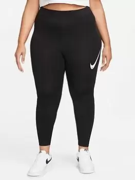 Image of Nike NSW Swoosh Leggings (Curve) - Black, Size 22-24=2X, Women