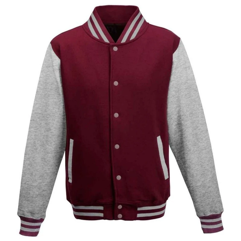 Image of AWDis AWDis Men Varsity Jacket in Burgundy Size: X-Small Burgundy XS Male 5063527460608