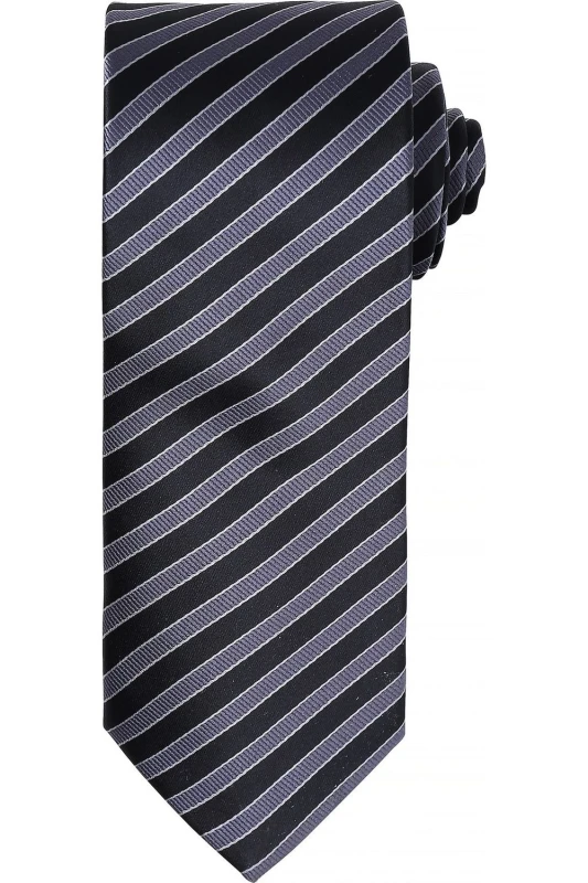 Image of Premier Premier Men Double Stripe Pattern Formal Business Tie in Black One Size Male 5057080770595