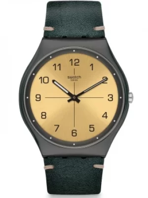 Image of Swatch Skin Trovalized Green Leather Strap Watch SS07M101