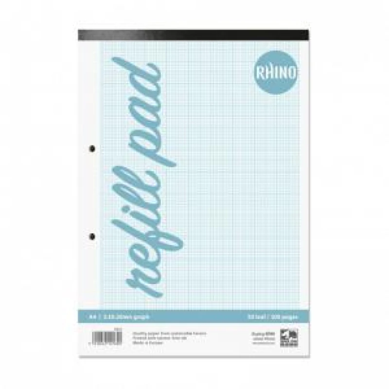 Image of Rhino A4 Graph Pad 100 Page 20mm 2:10:20 Graph Ruling and Plain...