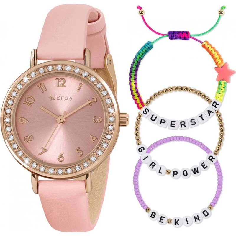 Image of Tikkers ATK1092-SET 30mm Quartz Watch in Pink Pink Unisex One Size