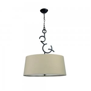 Image of Ceiling Pendant 3 Light E27 Round with Taupe Shades Brown Oxide