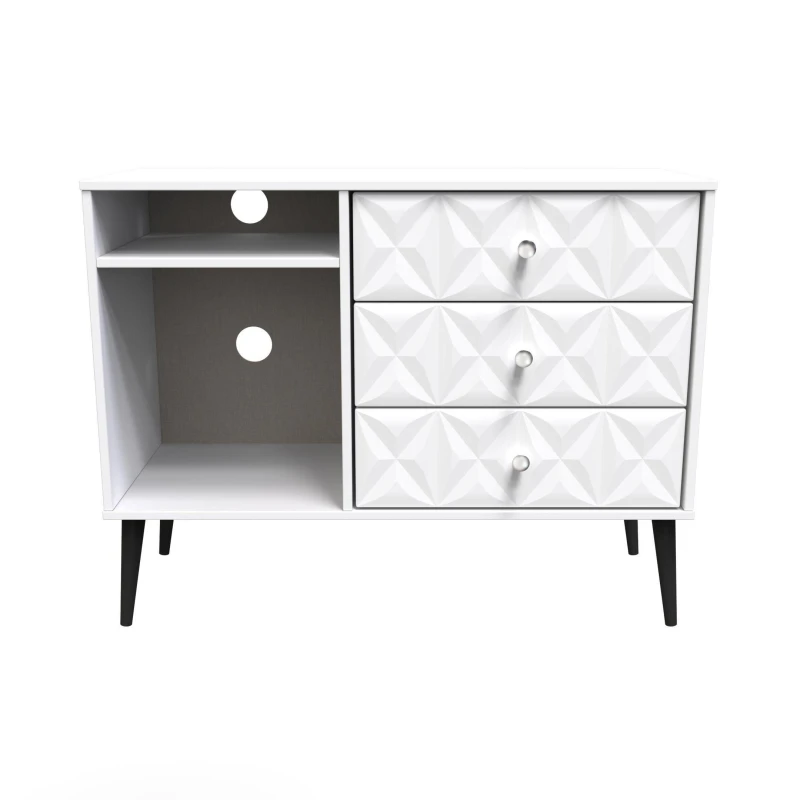 Image of Toledo 3 Drawer TV Unit In White Matt (Ready Assembled)