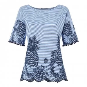 Image of Oui Stripe Blouse - 0105 White Blue