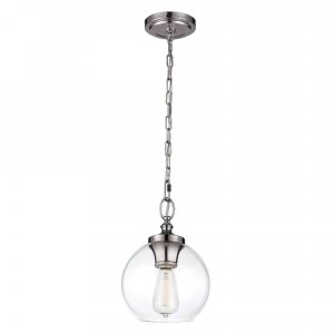 Image of 1 Light Dome Ceiling Mini Pendant Polished Nickel, E27