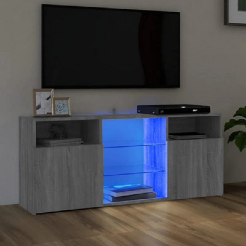 Image of Vidaxl TV Cabinet With LED Lights Grey Sonoma 120X30X50 Cm