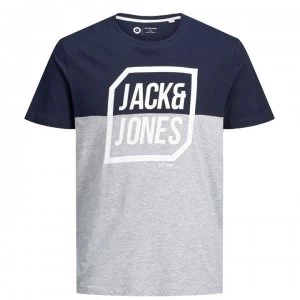 Image of Jack and Jones Half Logo T Shirt Mens - Sky Captain/LGM