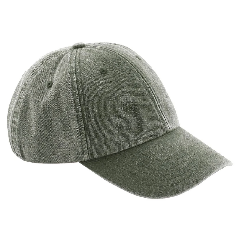 Image of Beechfield Beechfield Men Low Profile Vintage Denim-Look Cap Pack of 2 in Olive Olive One Size Male 5059269084103