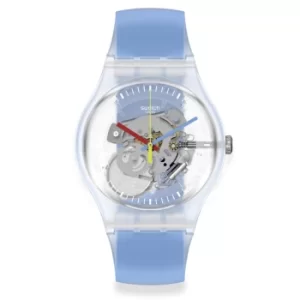Image of Swatch Quartz Clear Dial Blue Strap Unisex Watch SUOK156
