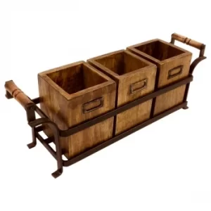 Image of Metal Stand with 3 Wooden Boxes