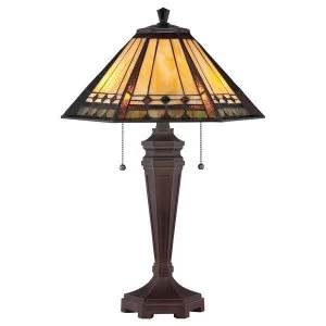 Image of 2 Light Tiffany Desk Lamp Bronze, E27