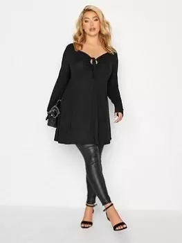 Image of Yours Tie Swing Top Black, Size 30-32, Women