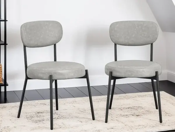 Image of LPD Smith Grey Set of 2 Faux Leather Dining Chairs