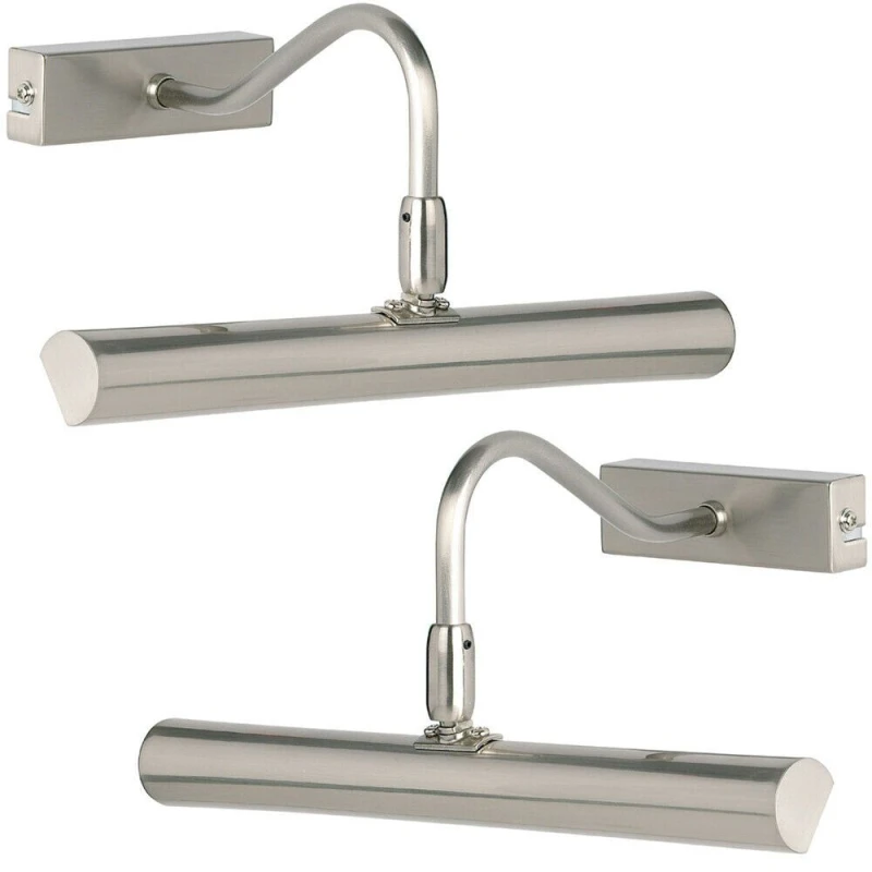 Image of Loops 2 PACK LED Picture Wall Light 2.5W Warm White Satin Chrome Over Head Down Lamp White