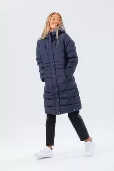 Image of Longline Padded Coat With Fur