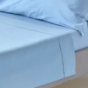 Image of Blue Egyptian Cotton Flat Sheet 200 Thread Count, Super King - Blue - Blue - Homescapes