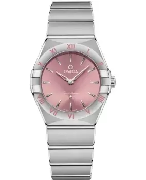 Image of Omega Constellation Quartz 28 MM Brushed Rose Dial Steel Womens Watch 131.10.28.60.11.001 131.10.28.60.11.001