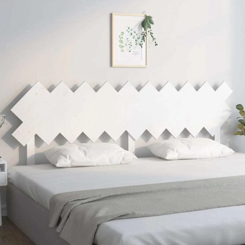 Image of Vidaxl Bed Headboard White 196X3X80.5cm Solid Wood Pine, White 819241