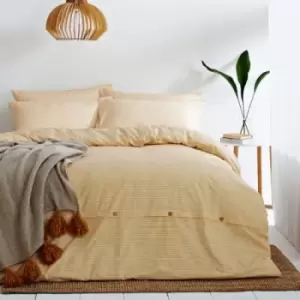 Image of The Linen Yard Holbury Duvet and Pillowcase Set (Single) (Ochre)