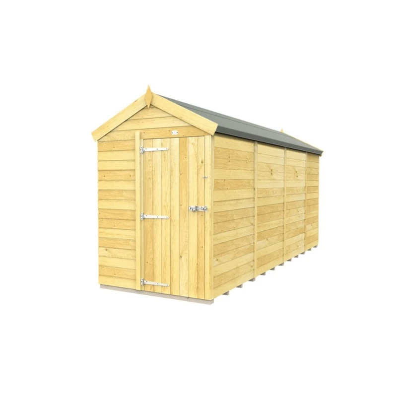 Image of Buttercup Farm 5 x 15 Feet Apex Shed - Single Door W/O Window - L454 x W147 x H217cm in Brown Brown Unisex