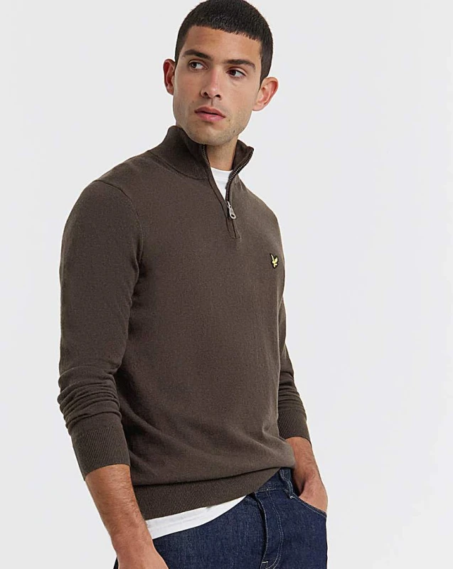 Image of Lyle & Scott Lyle & Scott 1/4 Zip Jumper - Espresso Espresso - Lyle & Scott - Size: 3XL58/60 Espresso Male 3XL58/60 LS21606