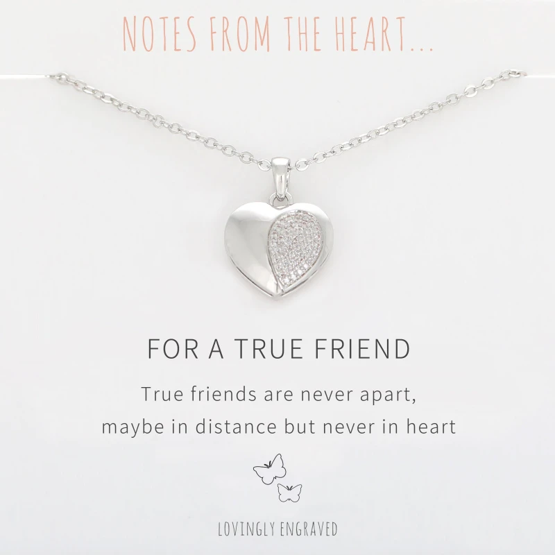 Image of Notes From The Heart NFTH For A True Friend Engraved pendant Silver female one size