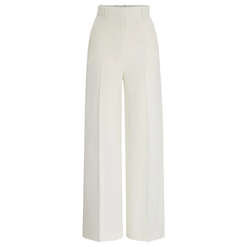 Image of Boss Womens Tikela Straight Leg Trousers, Straight Leg Design Open White female 4 (XXS)