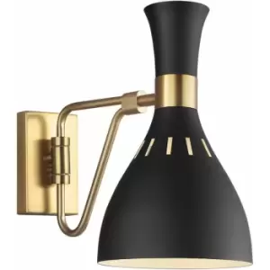 Image of Loops - Wall Light Sconce Midnight Black / Burnished Brass LED E27 60W Bulb