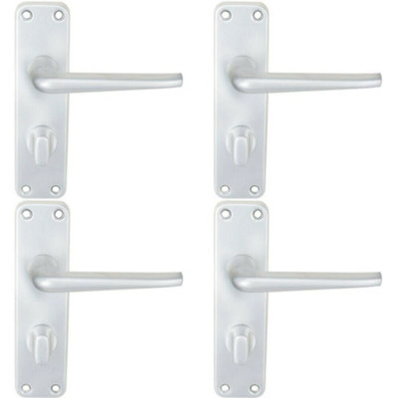 Image of Loops 4x PAIR Straight Tapered Lever on Bathroom Blackplate 152 x 41mm Satin Aluminium Black