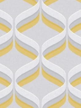 Image of Fresco Retro Ogee Ochre Wallpaper